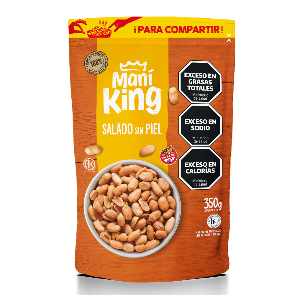 Maní King Frito Salado sin Piel x350g (x20)