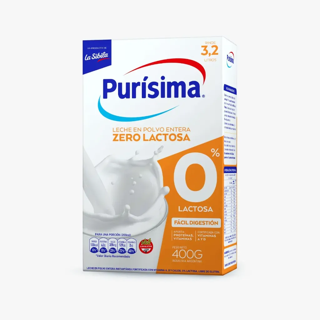 [101114] Leche en Polvo Entera Purísima Zero Lactosa x400g (x12)