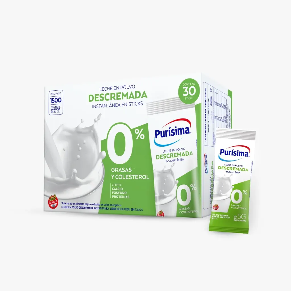 [101111] Leche en Polvo Descremada Purísima Instantánea 30x5g (x20)
